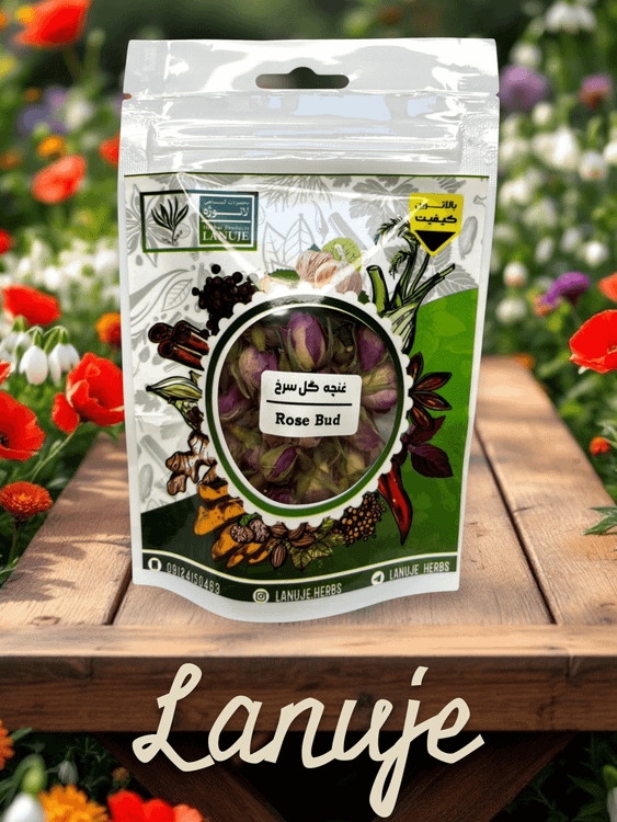 غنچه گل محمدی ایرانی اصل لانوژه (Rosa damascena) در بستهبندی ۱۰ گرمی