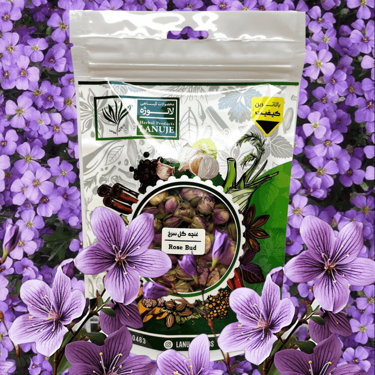 جزئیات پاکت زیپدار غنچه گل محمدی خشک لانوژه (Rosa damascena) ۴۰ گرمی