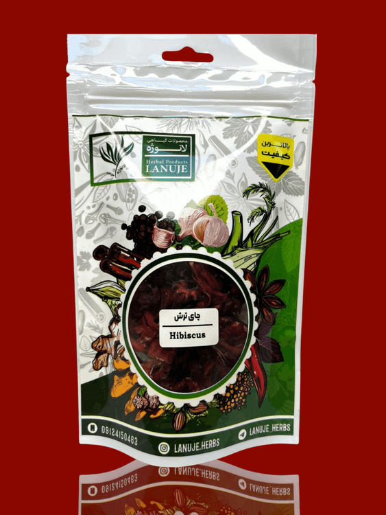 چای ترش خشک ایرانی لانوژه (Hibiscus sabdariffa) در پاکت زیپدار ۴۰ گرمی برای فروش آنلاین