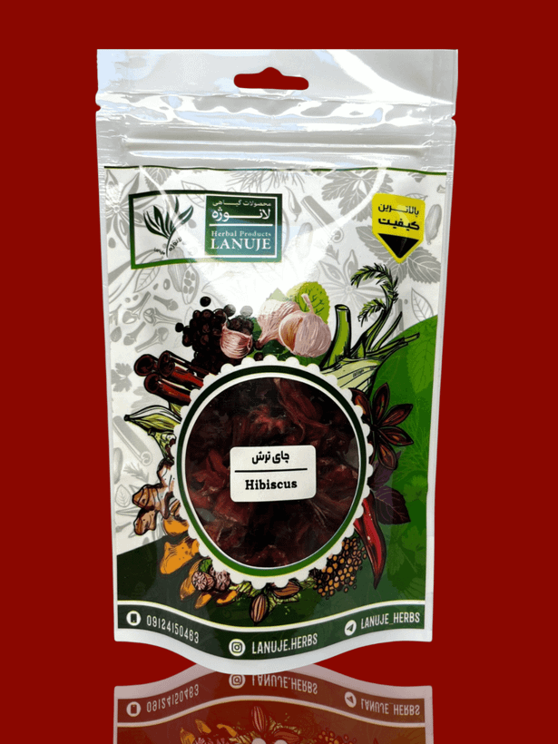 چای ترش خشک ایرانی لانوژه (Hibiscus sabdariffa) در پاکت زیپدار ۴۰ گرمی برای فروش آنلاین