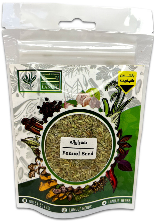 دانه رازیانه خشک ممتاز لانوژه (Foeniculum vulgare) در پاکت زیپدار ۴۰ گرمی با ابعاد ۱۷×۲×۱۱ سانتیمتر